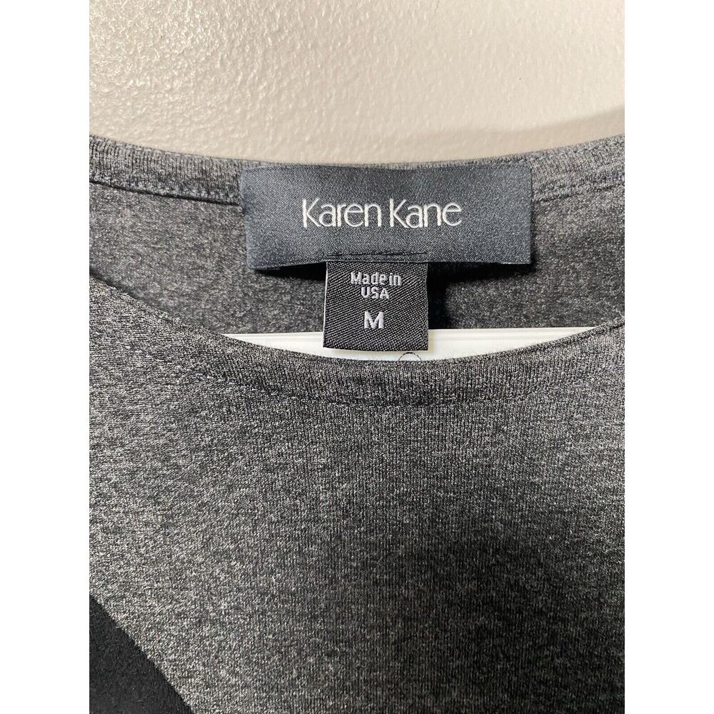 Karen Kane Top MEDIUM Black Gray Diagonal Asymmetric Long Sleeve - Picture 4 of 6